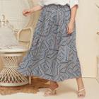 High-waist Pattern Print A-line Midi Skirt