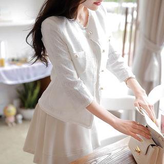 Faux-pearl Button Linen Blend Jacket
