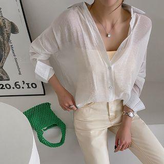 Set: See-through Shirt + Rib-knit Cami