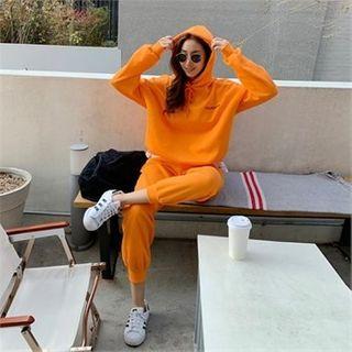 Set: Hooded Layered-hem Pullover + Jogger Pants