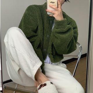 Faux Shearling Cropped Buttoned Jacket