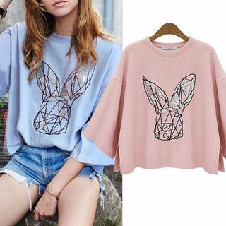 Sequined Elbow-sleeve Top