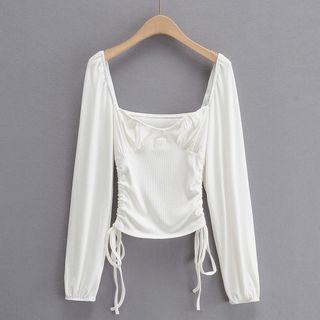 Drawstring Square-neck T-shirt