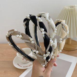 Faux Pearl Linen Cotton Headband