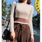 Two-tone Cropped Knit Top