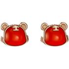 Tiger Faux Gemstone Sterling Silver Earring 1 Pair - Red - One Size