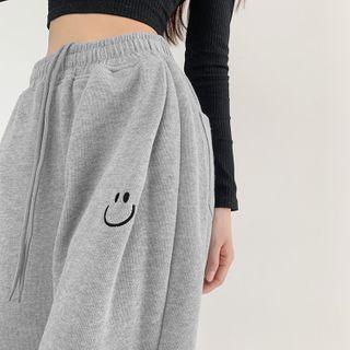 Embroidered Drawstring Loose-fit Harem Pants