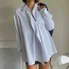 Long-sleeve Asymmetrical Shirt White - One Size