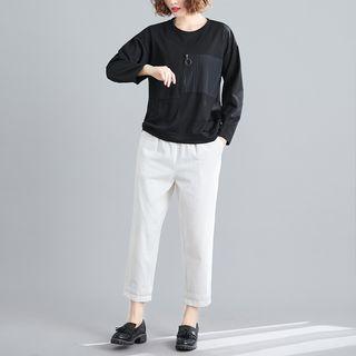 Plain Round-neck T Shirt Black - F