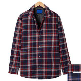 Couple Snap-button Padded Plaid Shirt