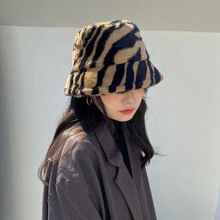 Zebra Print Fluffy Bucket Hat