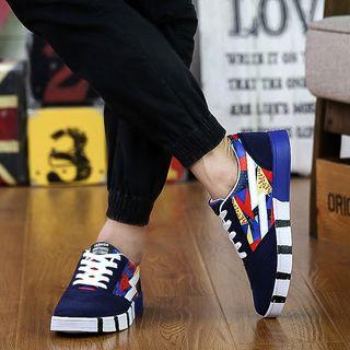 Lace-up Printed Panel Sneakers