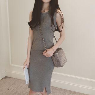 Sleeveless Midi Knit Sheath Dress