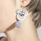 Dog Non-matching Pom Pom Drop Earring