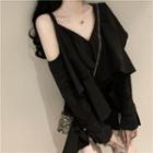 Plain V-neck Blouse / Skorts