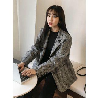 Patch-pocket Glen-plaid Blazer