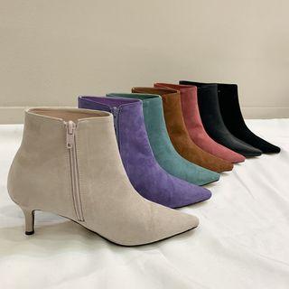 Kitten-heel Suedette Ankle Boots