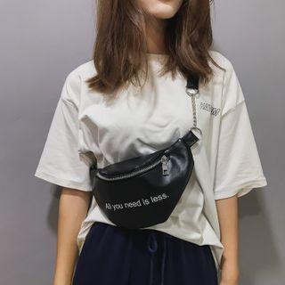 Lettering Print Chain Belt Bag