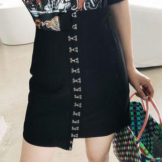 Plain Asymmetric Hem A-line Skirt