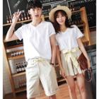 Couple Matching Set: Plain Short Sleeve T-shirt + Shorts/ Skort