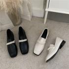 Square-toe Faux Pearl Loafers