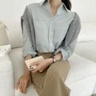 Plus Size Dual-pocket Stripe Shirt
