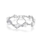 Fashion And Elegant Geometric Imitation Pearl Bracelet With Cubic Zirconia Silver - One Size
