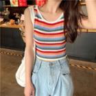 Striped Tank Top White & Blue & Red - One Size
