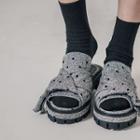 Bow Patterned Slide Sandals