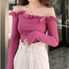 Bow Detail Off-shoulder Long-sleeve Top