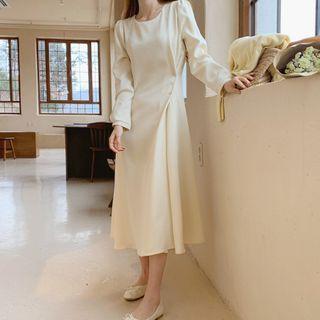 Button-trim Zip-back Dress