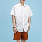 Linen-blend Short-sleeve Pocket-accent Shirt