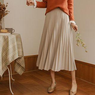 Textured Long Pleated Skirt