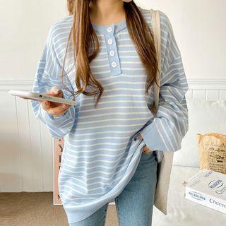 Striped Boxy Knit Henley