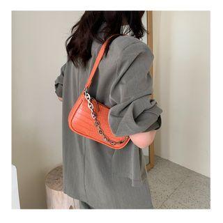 Crocodile Grain Faux Leather Crossbody Bag