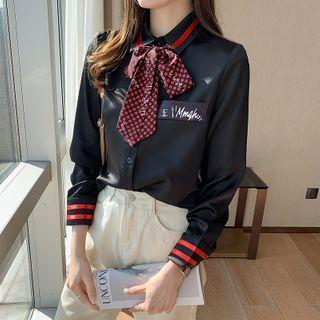 Long-sleeve Wave Point Bow Shirt