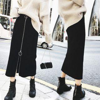 Zip-up Midi Pencil Skirt