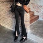 Mid Rise Asymmetrical Flared Jeans