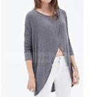 Long-sleeve Wrapped Dip-back Top