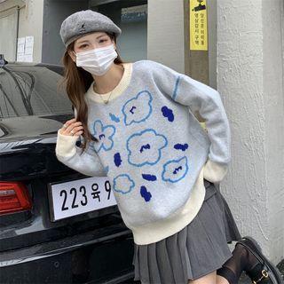 Cloud Jacquard Knit Top Blue - One Size