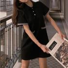 Short-sleeve Contrast Trim Mini Polo Dress