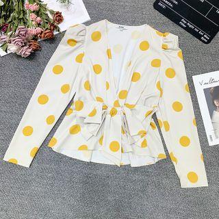 Dotted Sashed Blouse
