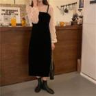 Mesh Blouse / Midi Overall Dress