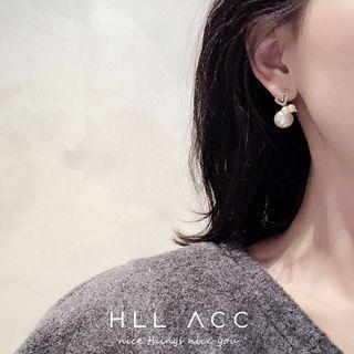 Faux Pearl Alloy Heart Earring 1 Pair - Love Heart - Faux Pearl - One Size