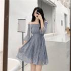 Off-shoulder Lace 3/4-sleeve Dress
