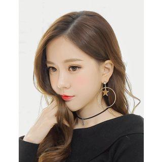 Rhinestone Star Hoop Dangle Earrings