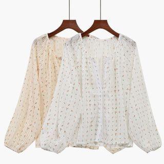 Round-neck Floral Oversized Blouse