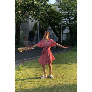 Wrap-front Pattern Dress With Sash