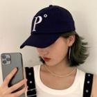Lettering Embroidered Baseball Cap Navy Blue - One Size