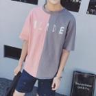 Color Panel Lettering Short Sleeve T-shirt